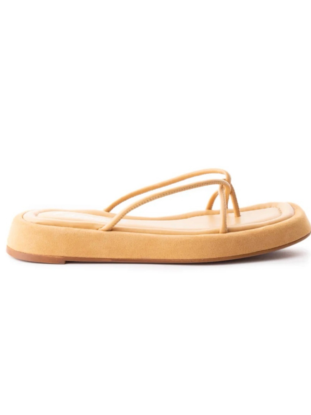 L'INTERVALLE Suede Double-Strap Thong Sandal in Tan